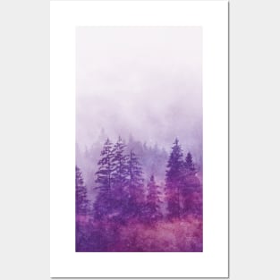 Purple Foggy Forest Posters and Art